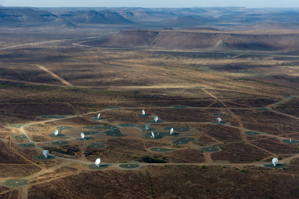 MeerKAT dishes seen from above. Credit: SKA Africa (2016).