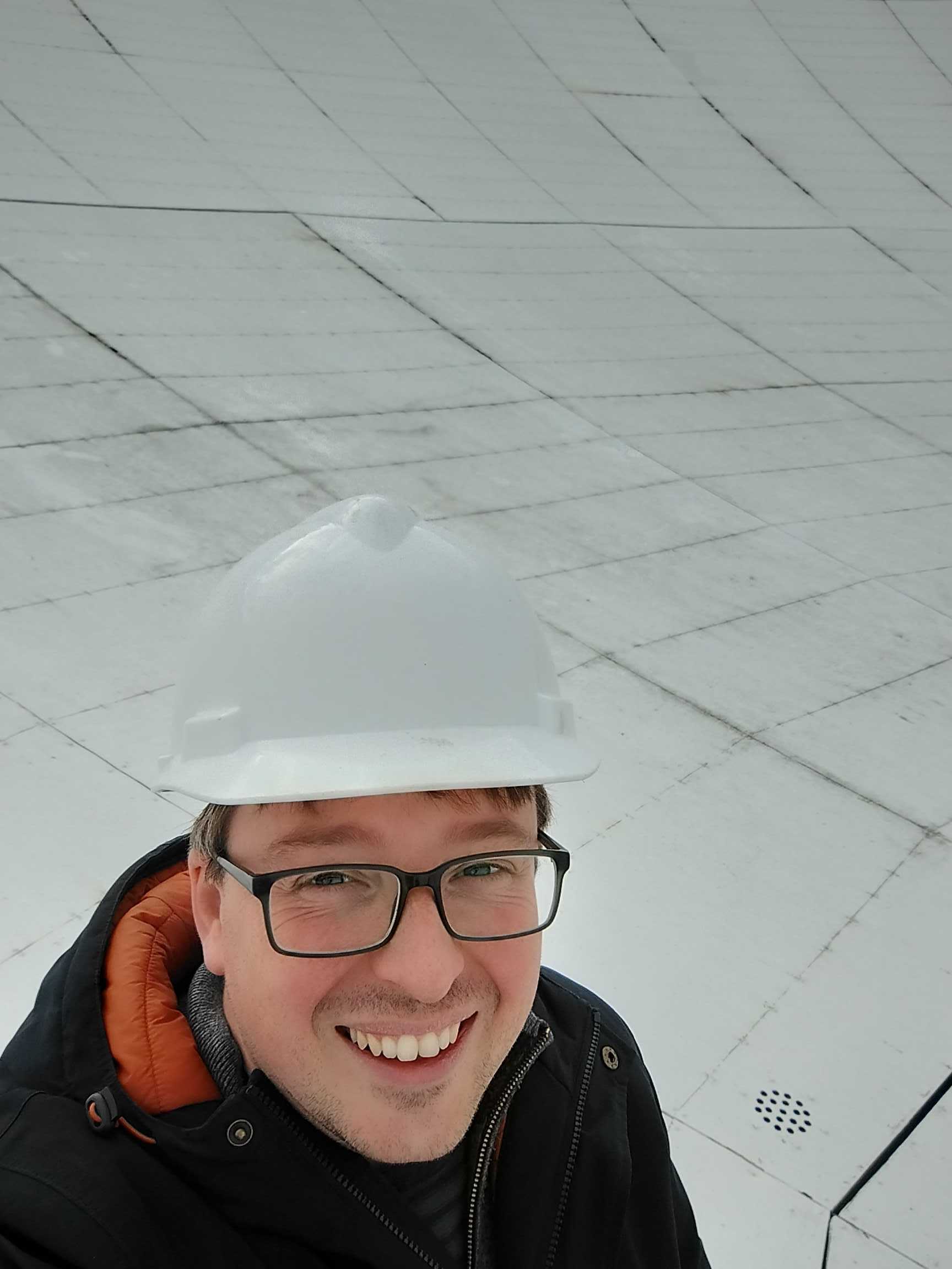 Me inside the Lovell telescope dish at Jodrell Bank.